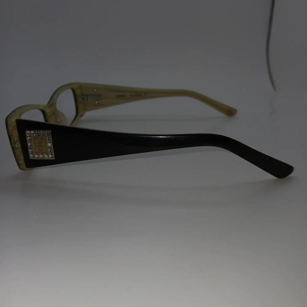 Bebe Ice Queen Women Eyeglasses Frame Black Ivory Rectangle Full Rim 50-15-135mm